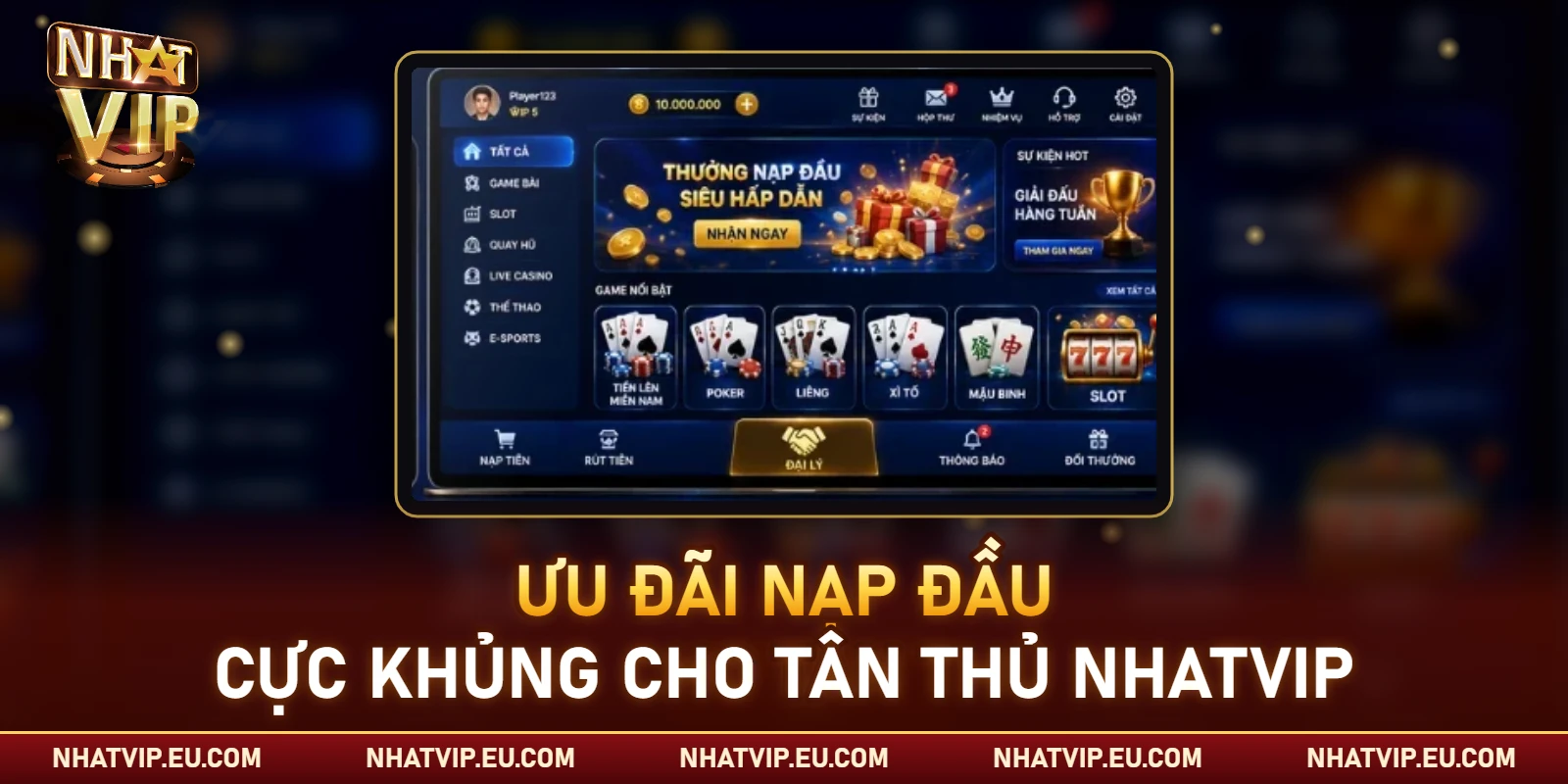 Banner chương trình khuyến mãi nạp đầu tại Nhatvip