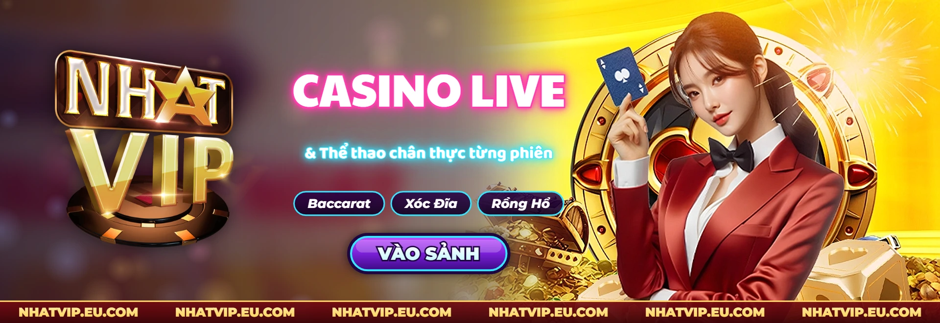 Banner sảnh casino live và thể thao Nhatvip