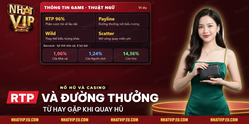 Các từ RTP, đường thưởng và baccarat trong thuật ngữ nổ hũ, casino live tại Nhatvip